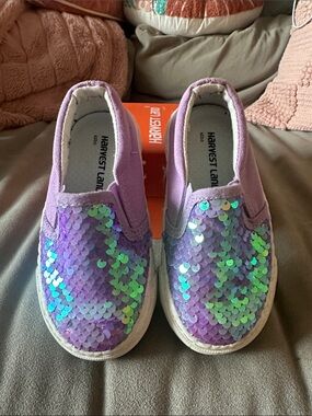 Kids Lavender Sequin Slip-On Sneakers